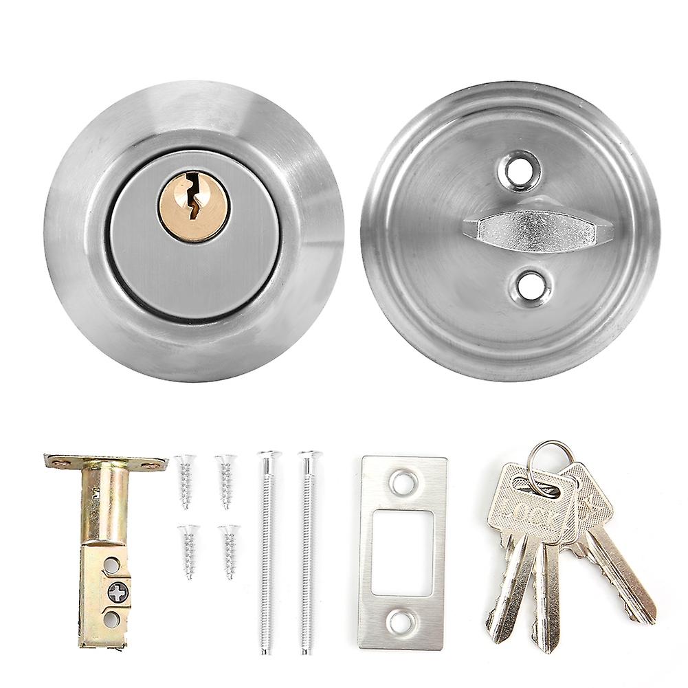 Stainless Steel Single Cylinder Safety Anti Theft Bedroom Door Lock With Keys (silver)