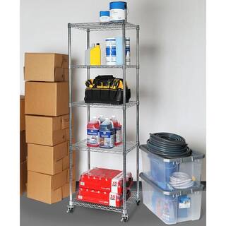 Seville Classics UltraDurable Silver 5-Tier NSF-Certified Steel Wire Garage Storage Shelving Unit (24 in. W x 75 in. H x 18 in. D) WEB570