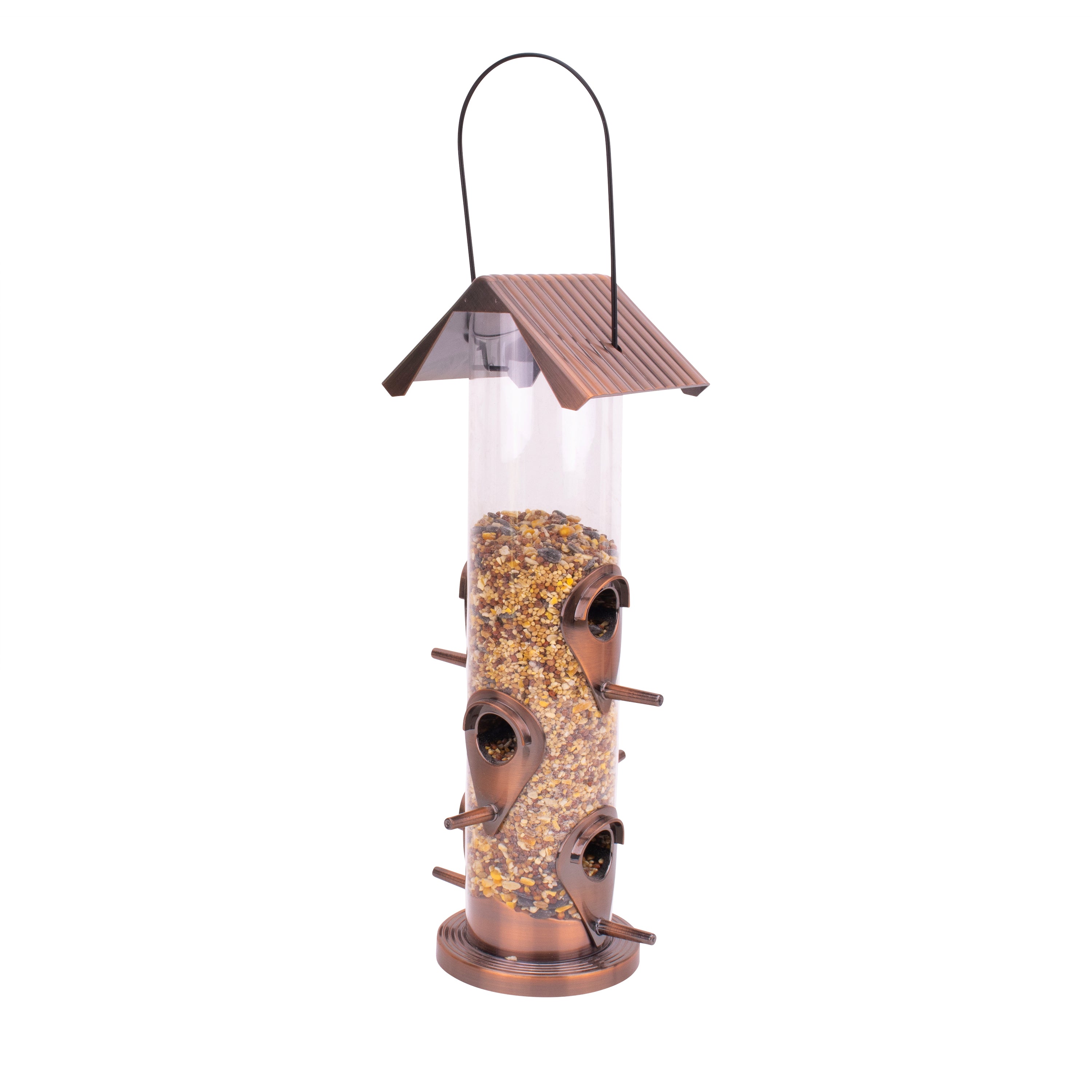 Bliss Outdoors Bird Feeder W/ 6 Feeding Ports and Perches， Flip Top Cover， 1 lb. Food Capacity