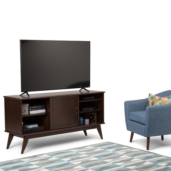 WYNDENHALL Tierney SOLID HARDWOOD 60 inch Wide Mid Century Modern TV Media Stand For TVs up to 65 inches - 60