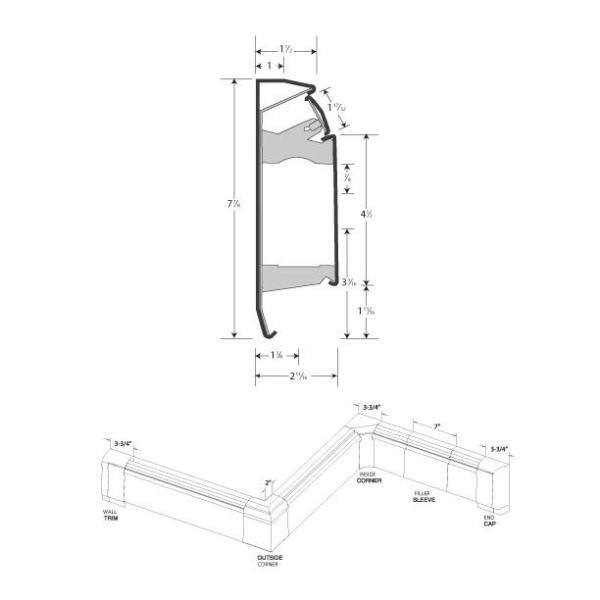 SlantFin FineLine 30 Decor Series 90 Degrees Inside Corner for Baseboard Heaters in Brite White 101410V00