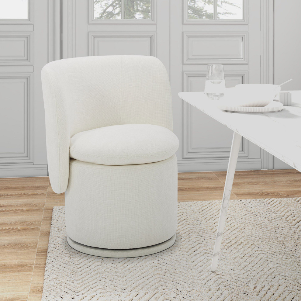 Divani Casa Norris Modern Ivory Fabric Swivel Dining Chair   Modern   Dining Chairs   by Vig Furniture Inc.  Houzz