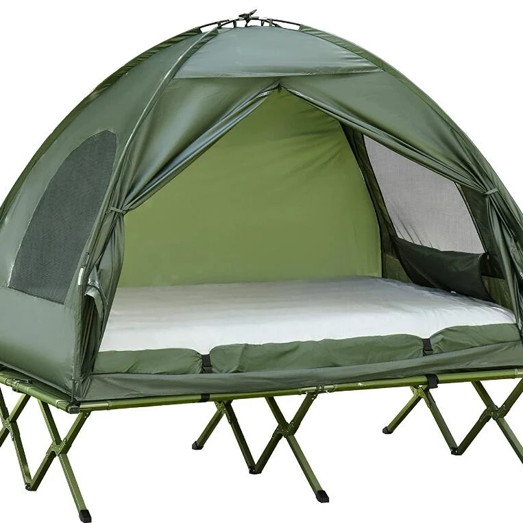 Extra Large Compact Pop Up Portable Folding Outdoor Elevated  in One Camping Cot Tent Combo Set