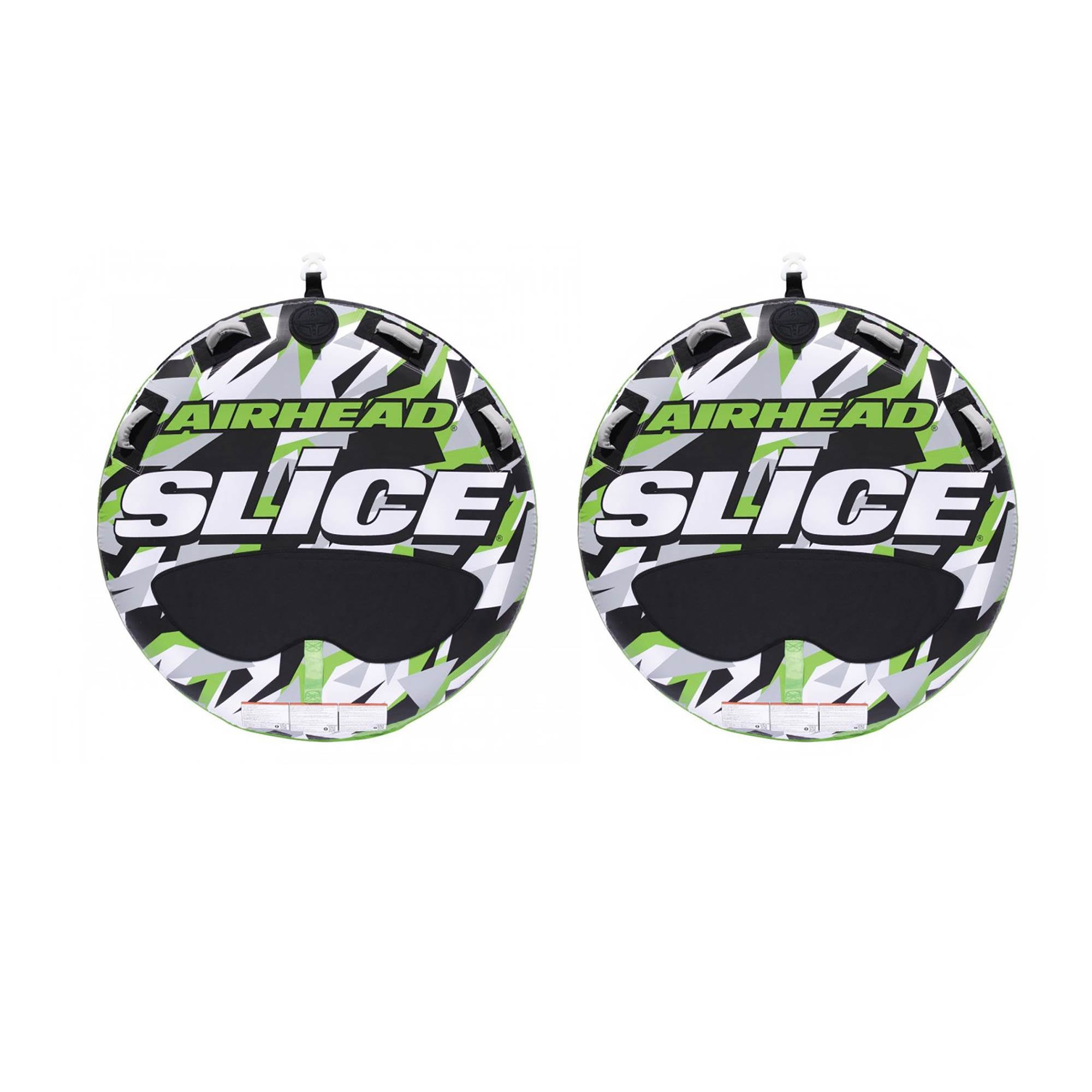 Airhead Slice Inflatable Double Rider Towable Lake Tube Water Raft (2 Pack)