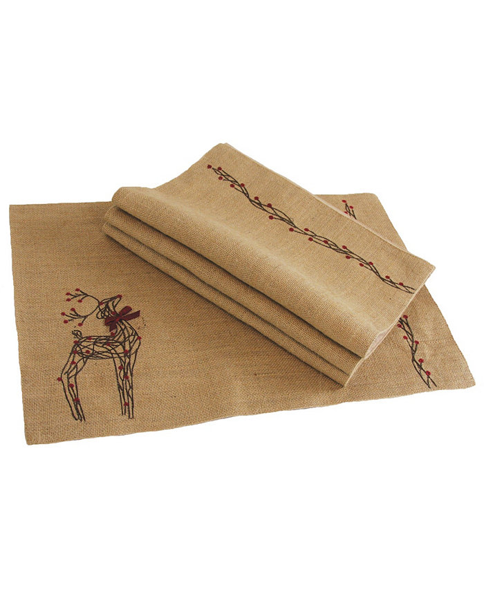 Xia Home Fashions Rustic Reindeer Jute Placemats - Set of 4 20 x 13