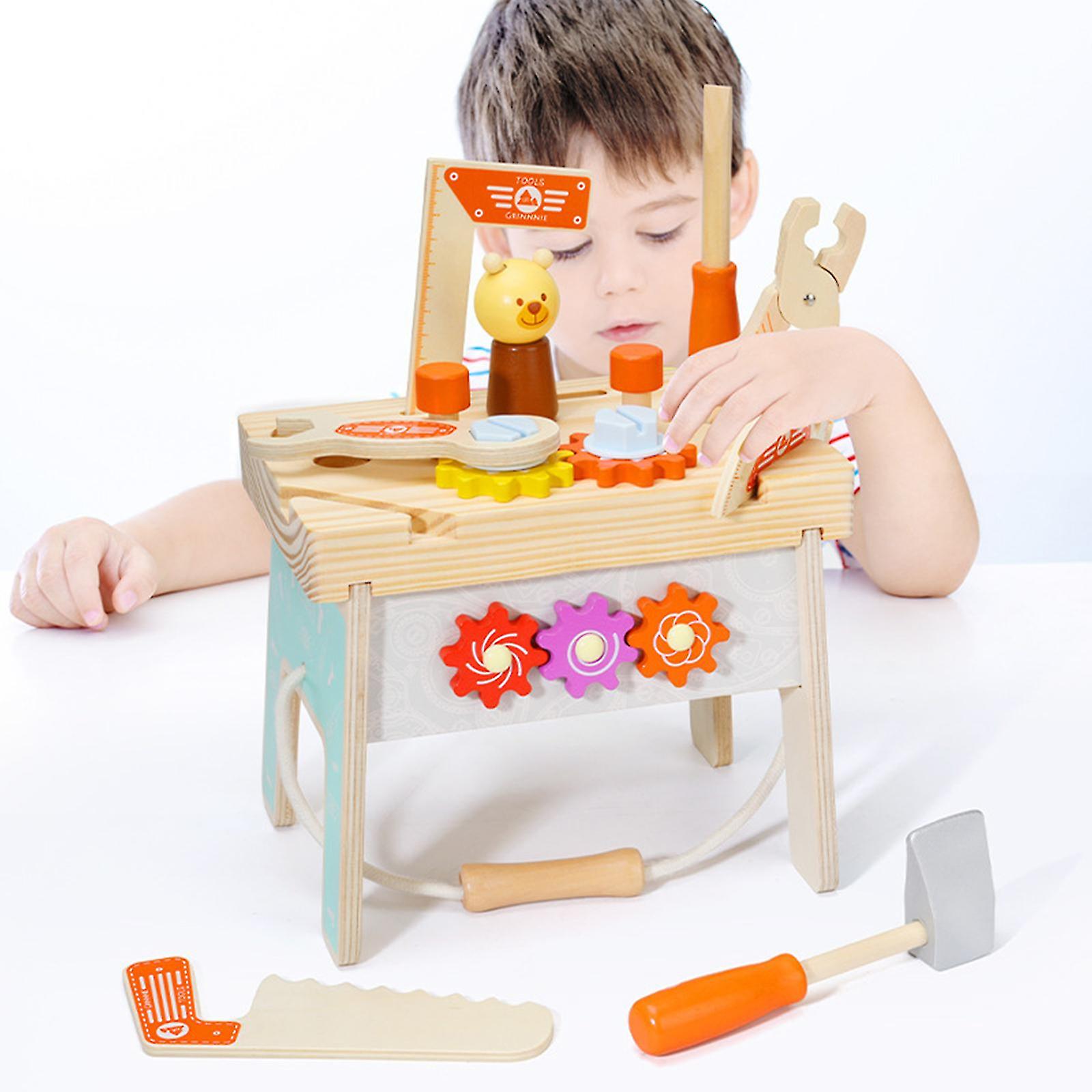 Wooden Tool Workbench Construction Workshop Pretend For Play Toy Gift For Childr