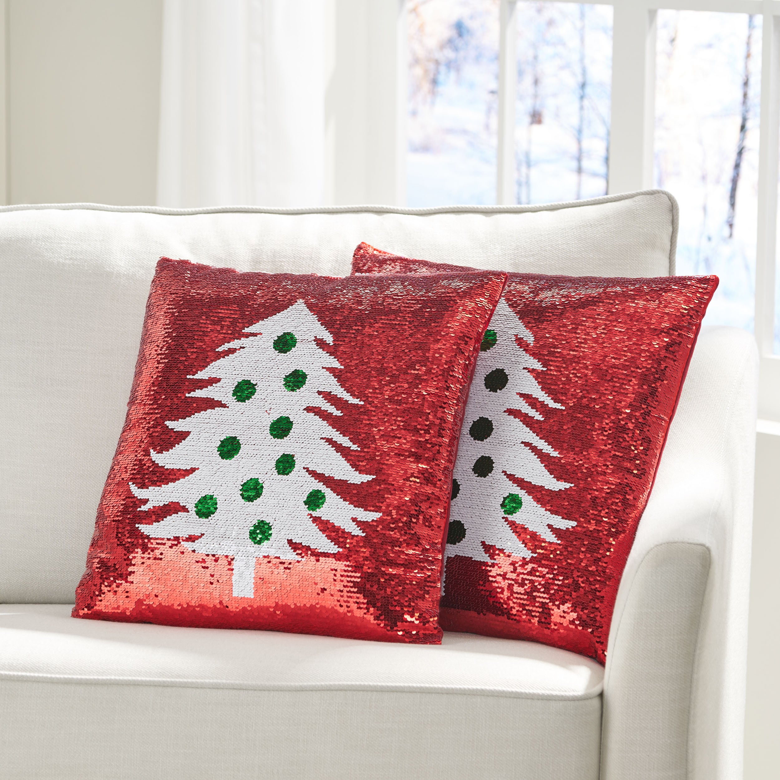 Romious Glam Sequin Christmas Throw Pillow Cover