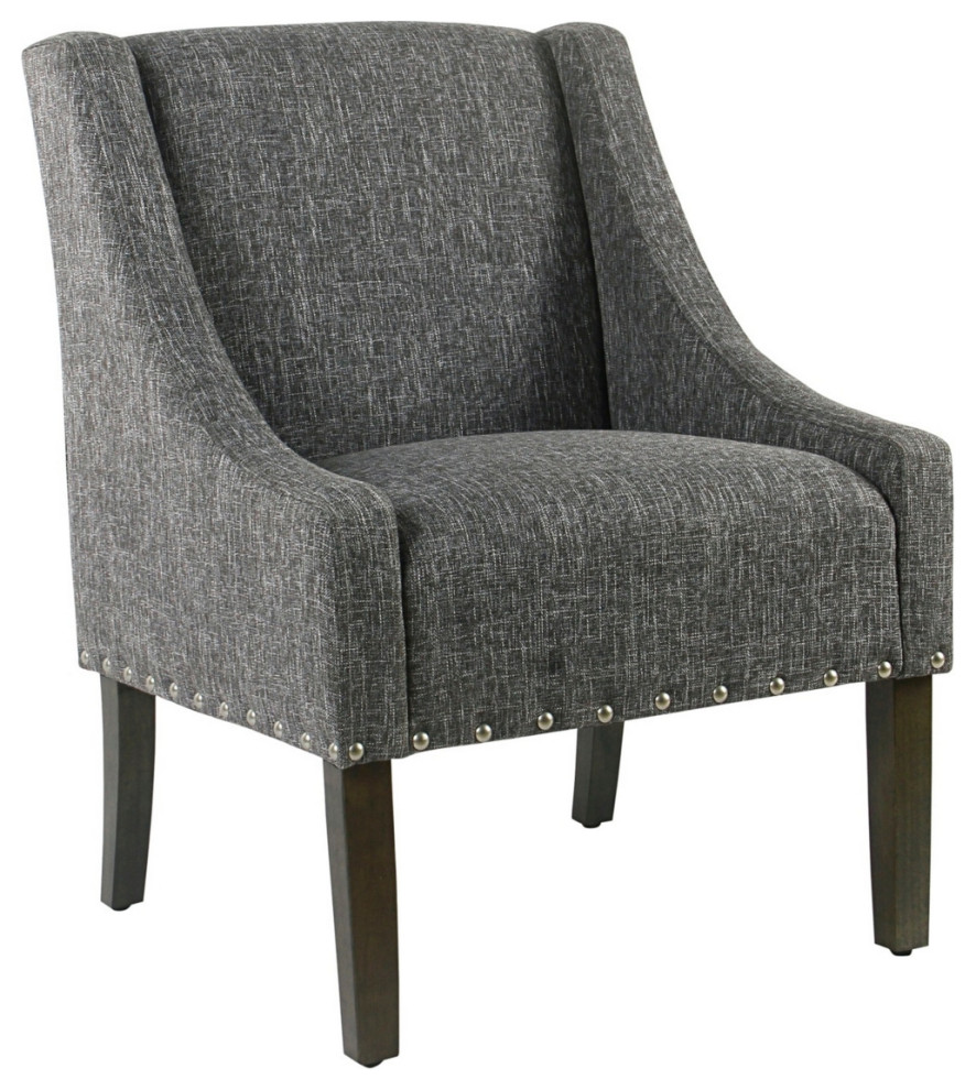 Fabric Upholstered Wooden Accent Chair With Swooping Arms And Nail Head Trim   Armchairs And Accent Chairs   by Dot  ampBo  Houzz