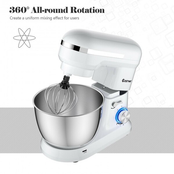 4.8 Qt 8-speed Electric Food Mixer with Dough Hook Beater - 13.5