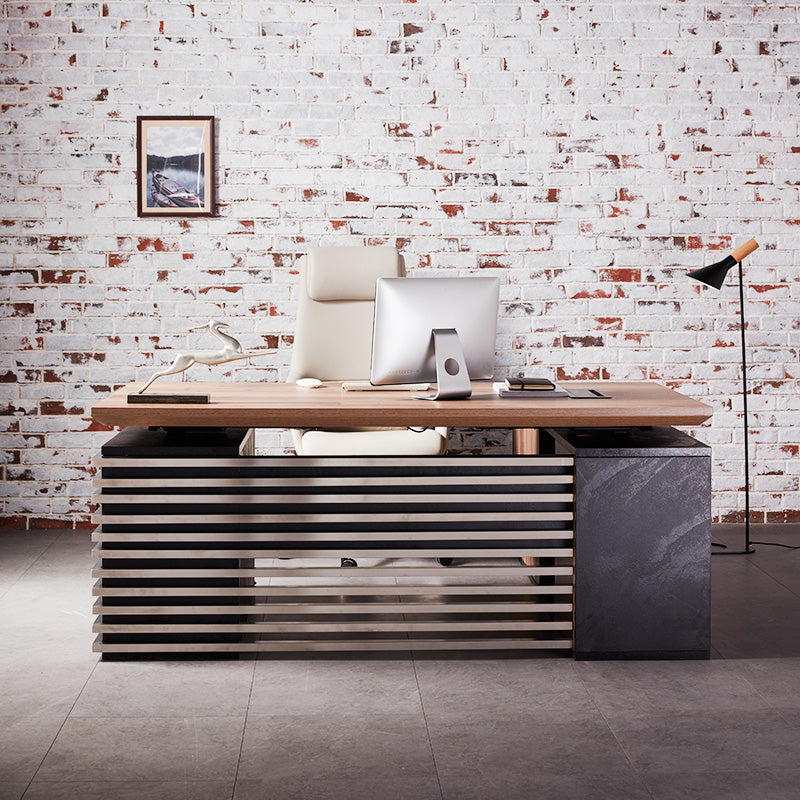 PHOENIX Executive Desk with Left Return 1.8M - Warm Oak & Black