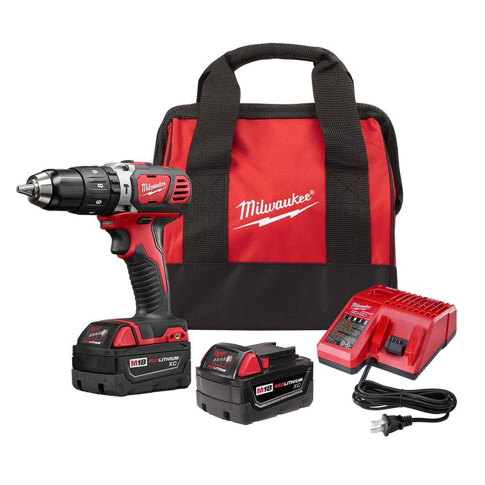 MW M18 18-Volt Lithium-Ion Cordless 12 in. Hammer Drill Driver Kit w(2) 3.0Ah Batteries Charger  Hard Case 2607-22