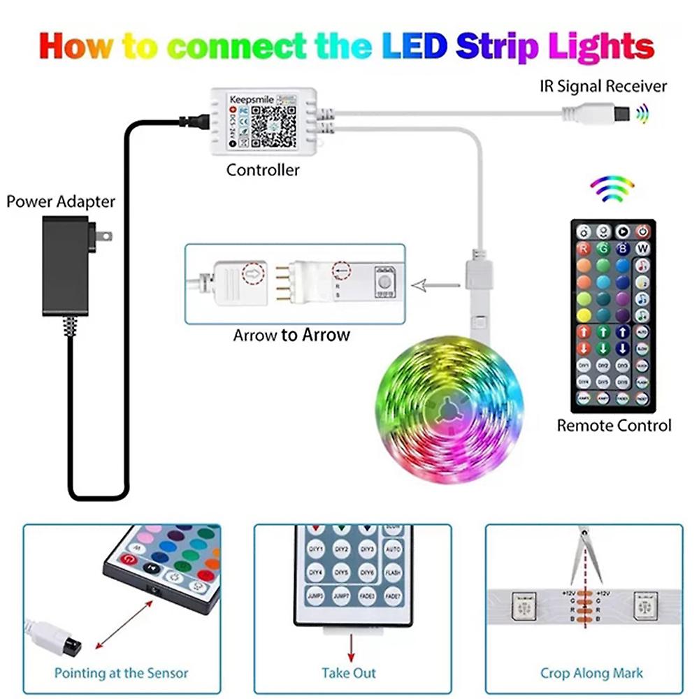 Led Strip Lights 50ft Smart Light Strips With App Control Remote， 5050 Rgb Led Lights