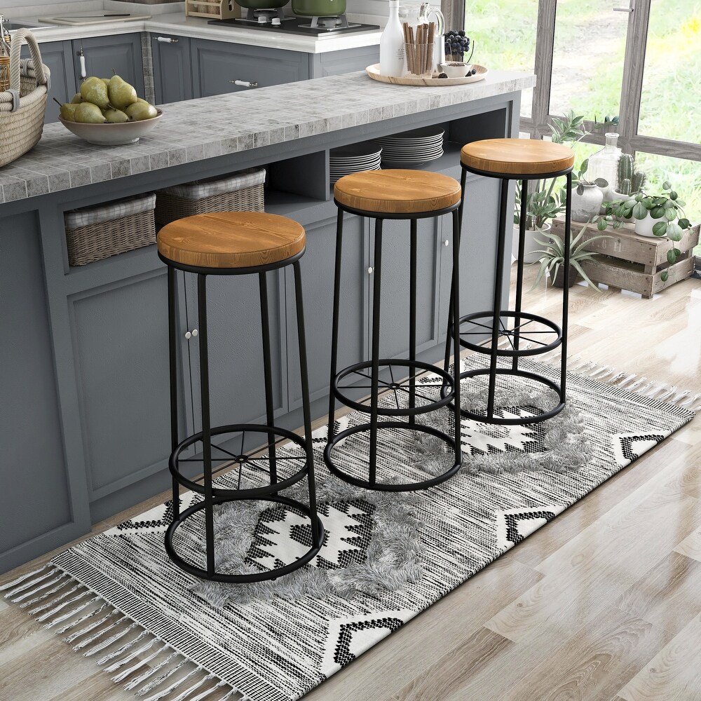 Lodz Rustic Metal Round Barstools (Set of 2) by Furniture of America