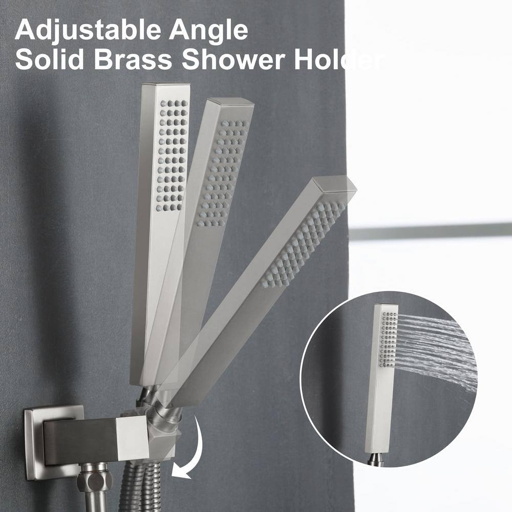 FLG Single-Handle 1-Spray Tub and Shower Faucet with Hand Shower and 12 in. Shower Head in Brushed Nickel (Valve Included) SS-0057-BN-12