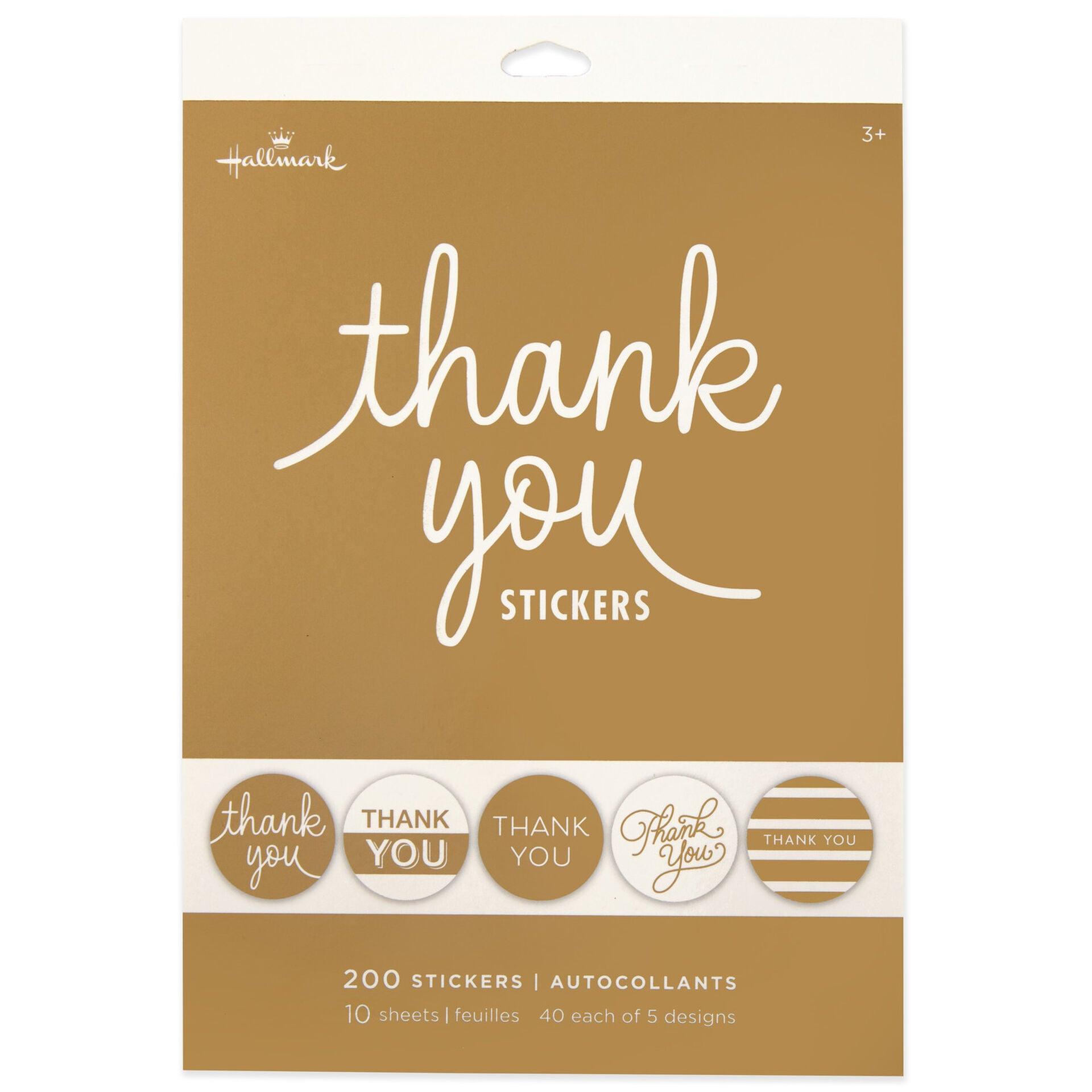 Hallmark  Gold Foil Thank-You Sticker Seals, 10 sheets