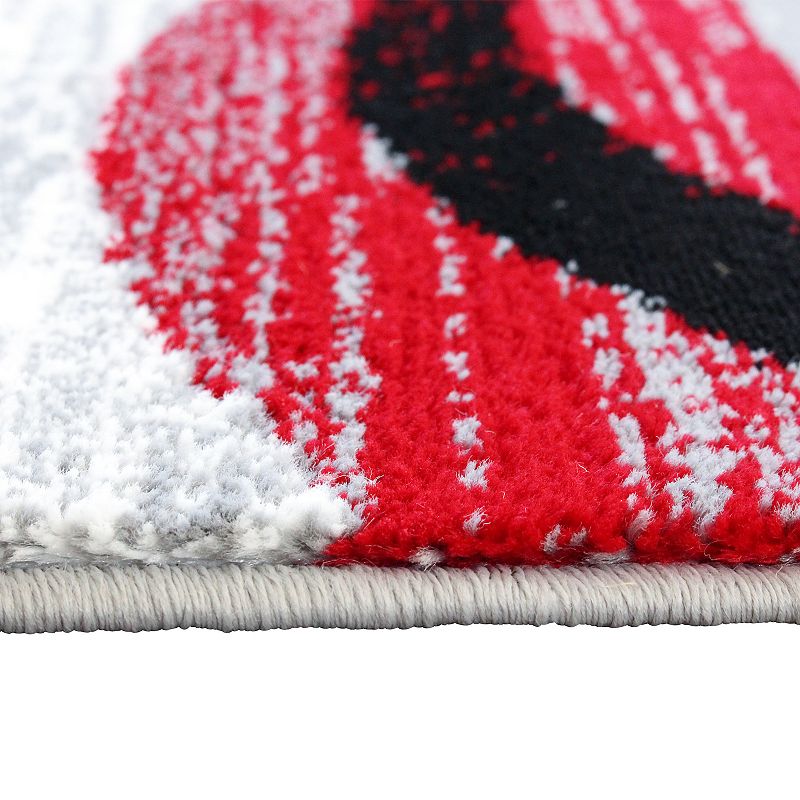 Masada Rugs Masada Rugs Stephanie Collection 5'x7' Area Rug with Modern Contemporary Design in Red， Gray， Black and White - Design 1100