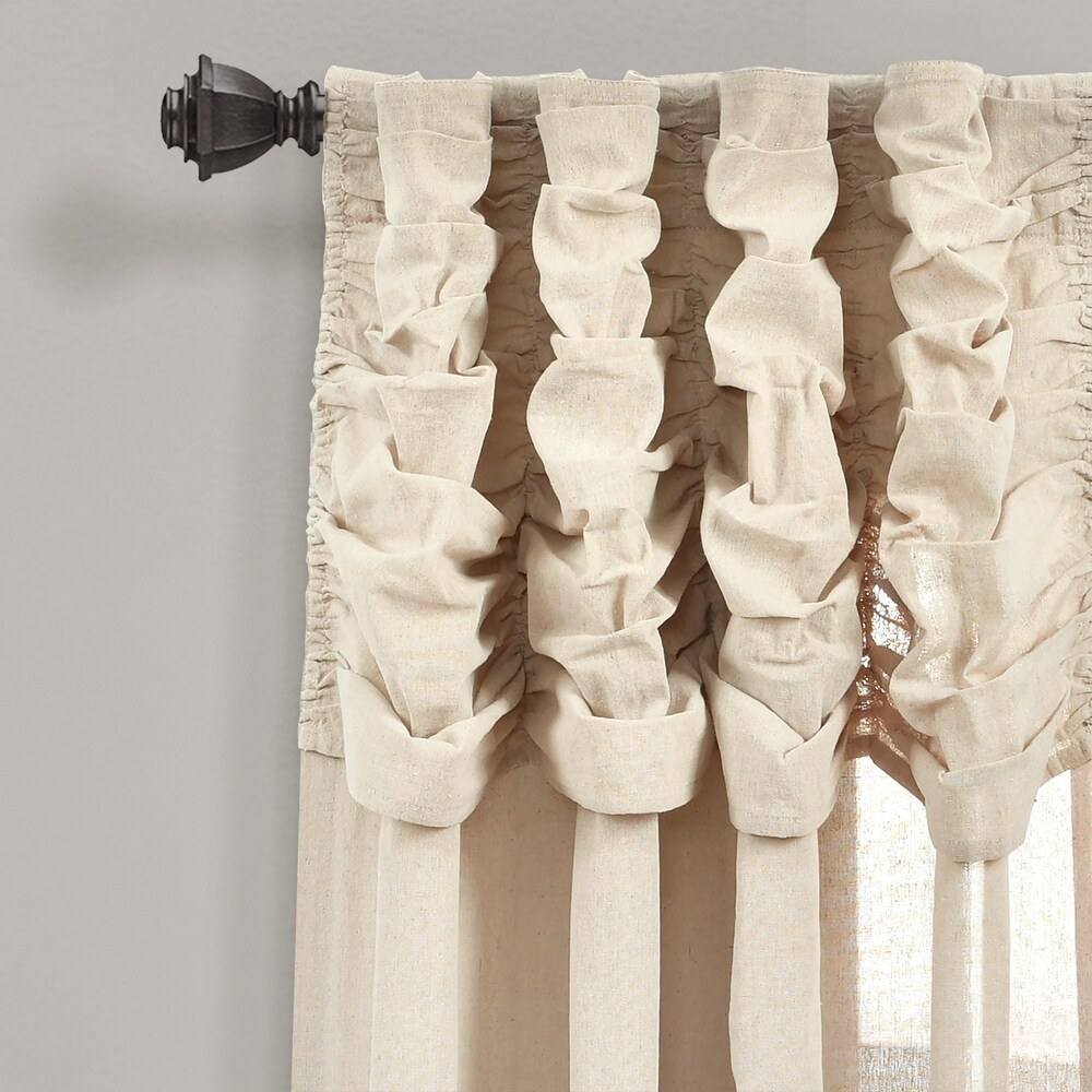 Lush Decor Ruched Waterfall Linen Window Curtain Single Panel   84\