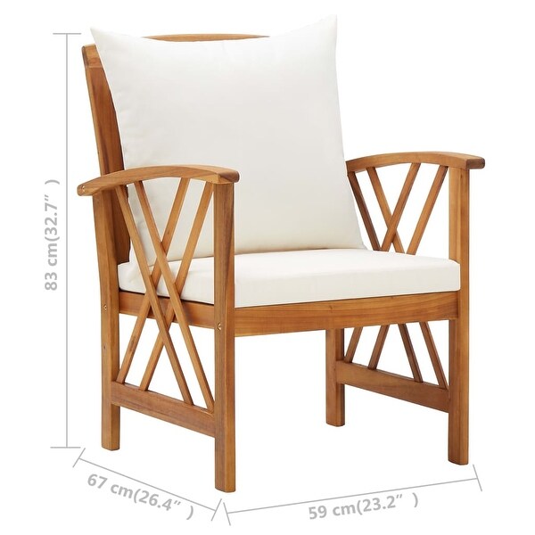 vidaXL 4 Piece Patio Lounge Set with Cushions Solid Acacia Wood