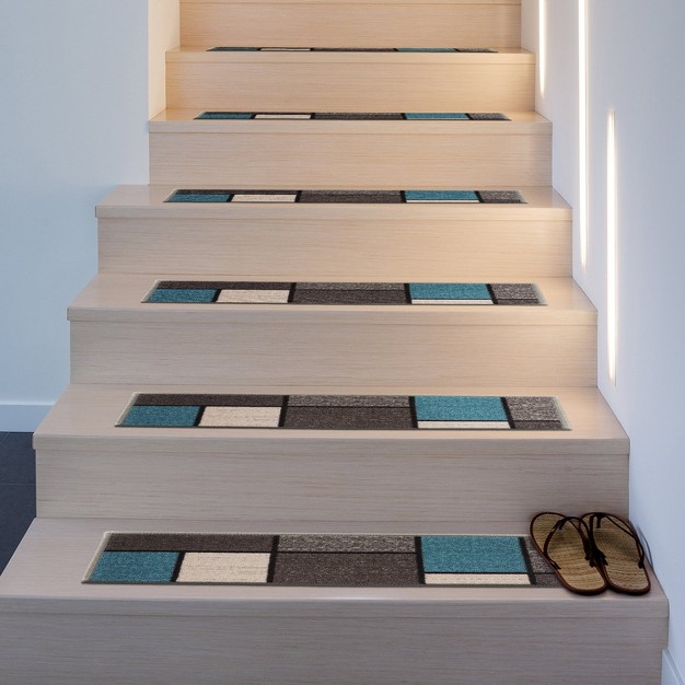 World Rug Gallery Contemporary Modern Boxes Non slip Stair Treads