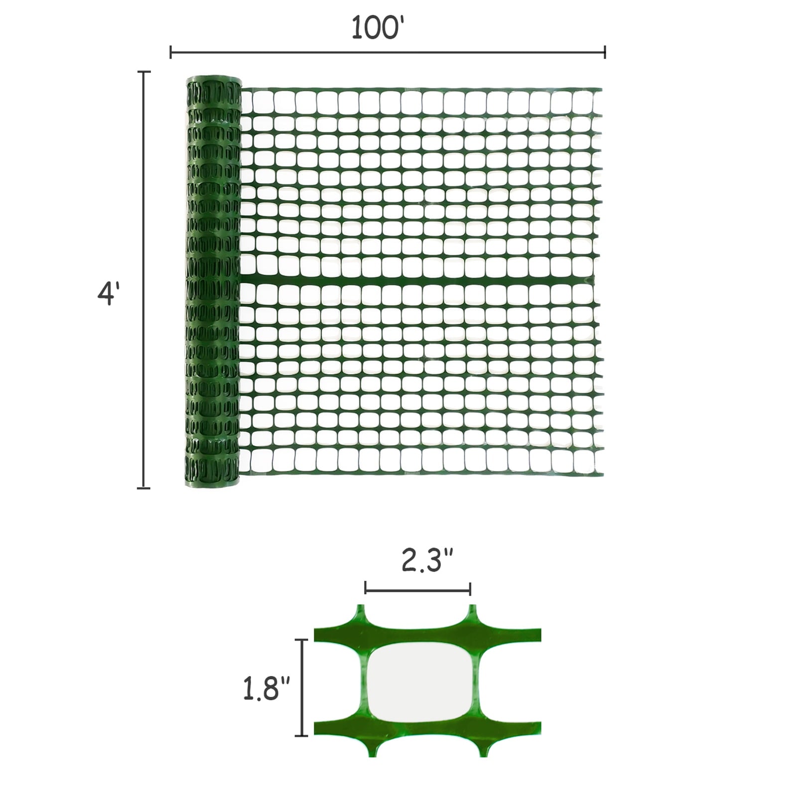 Bibana 4x100ft Garden Fence Outdoor Snow Fence Plastic Safety Netting Barrier for Patio, Porch, Backyard (Green)