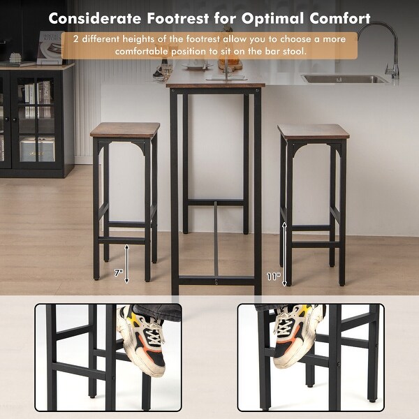 Gymax Set of 4 Industrial Bar Stools 28'' Kitchen Breakfast Bar Chairs