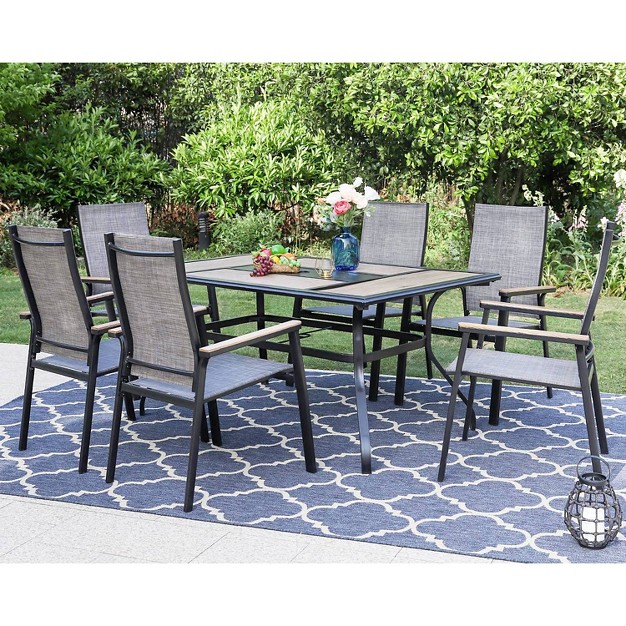 7pc Patio Set With Table amp Sling Chairs Captiva Designs