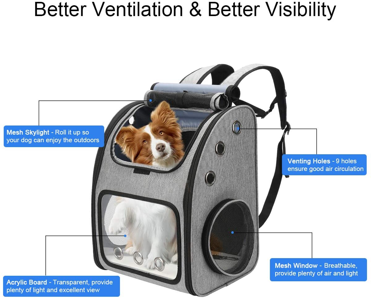 Expandable Pet Carrier Backpack for Cats, Dogs and Small Animals, Portable Pet Travel Carrier, Super Ventilated Design, Airline Approved, Ideal for Traveling/Hiking /Camping