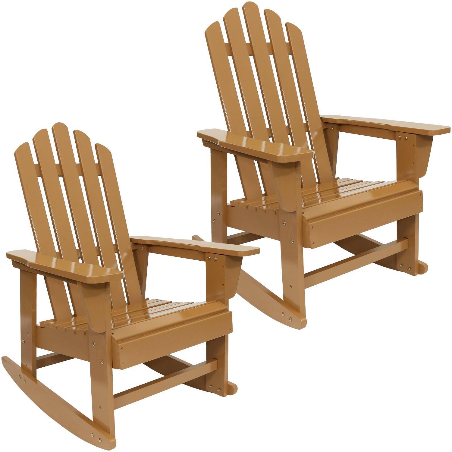 Ultimate Patio Classic 2-Piece Wooden Adirondack Rocking Chair Set