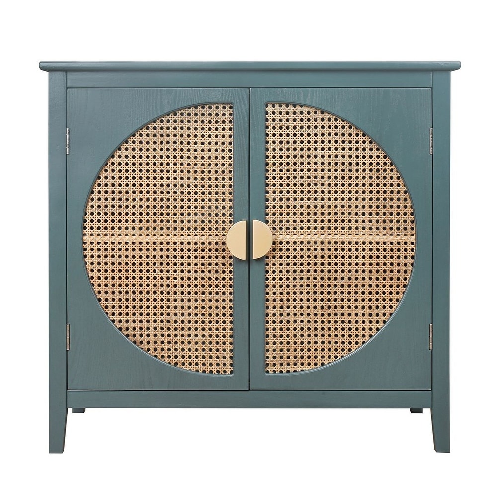 Woven Rattan Wicker Doors Accent Cabinet Sideboard