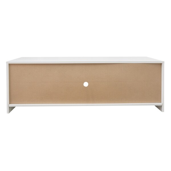 White LED TV Stand Cabinet with Lights with Storage Drawers， Entertainment Center Media Console Table