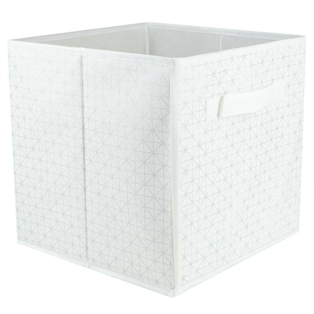 Home Basics 10.5 in. H x 10.5 in. W x 10.5 in. D White Fabric Cube Storage Bin HDC51542