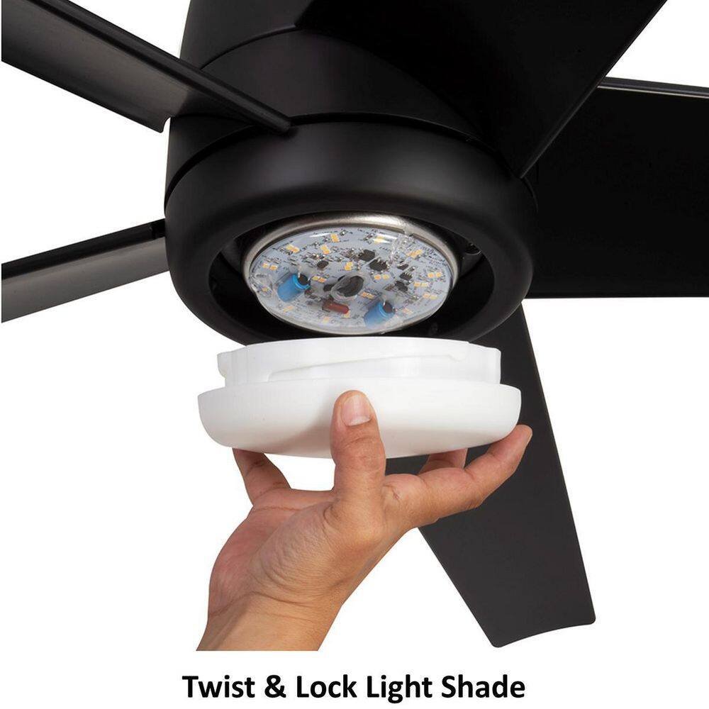 Hampton Bay Mena 54 in. White Color Changing LED IndoorOutdoor Matte Black Hugger Ceiling Fan with Light and Remote 92403