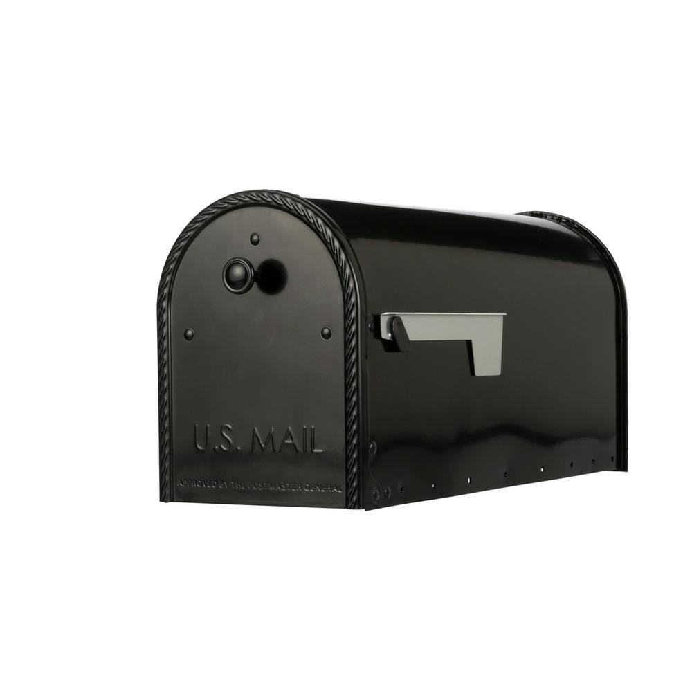 Architectural Mailboxes Edwards Black Large Steel Post Mount Mailbox EM160BAM