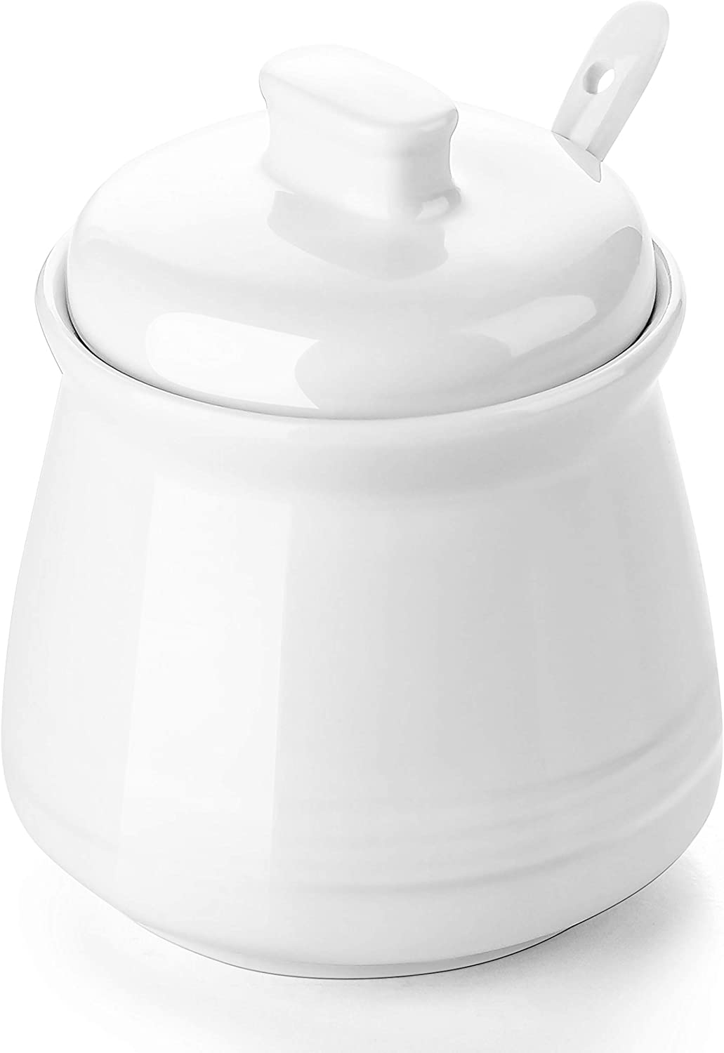 DOWAN Sugar Bowls， Sugar Packet Holders， Sugar bowl with Lid， Sugar Container with Spoon and Lid， Salt Bowl Salt Container， Sugar Holder for Coffee Bar， 12 Ounce， White