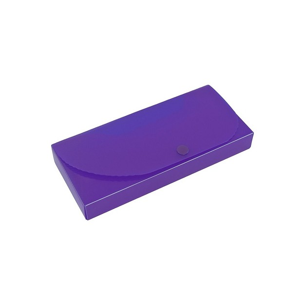 Jam Paper Plastic Pencil Case Snap Button Pencil Case Box Purple 166532743