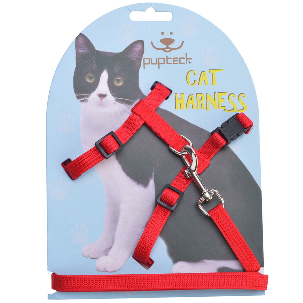 PUPTECK Cat Harness Adjustable Nylon Strap Collar with Leash