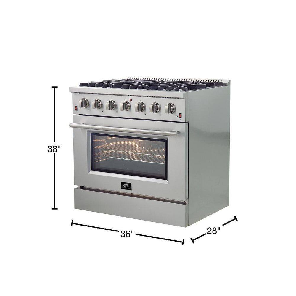 Forno Galiano Professional 36 in. Freestanding Gas Range in Stainless Steel FFSGS6244-36