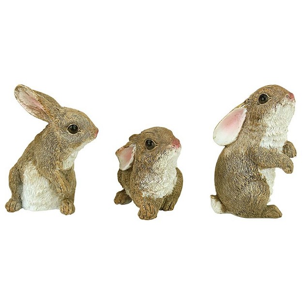 Design Toscano The Bunny Den Garden Rabbit Statues Set Of 3 Brown