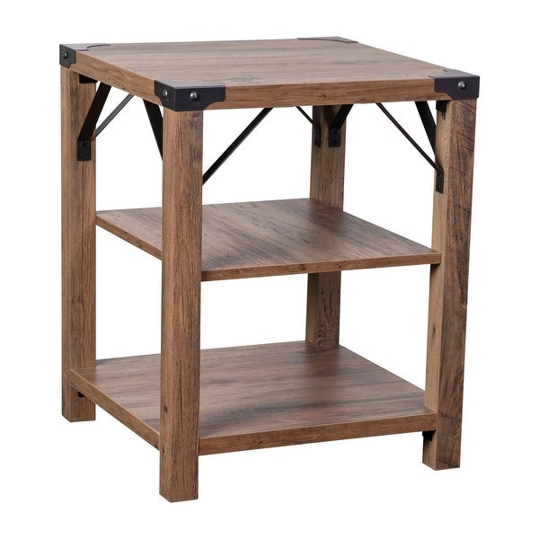 3-Tier Side Table with Metal Side Braces and Corner Caps