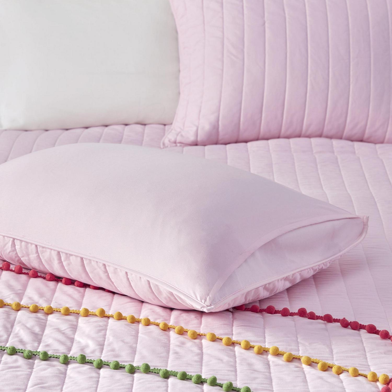 Home Essence Leah Pink Rainbow Cotton Filled Quilted 4 Piece Coverlet Set Full