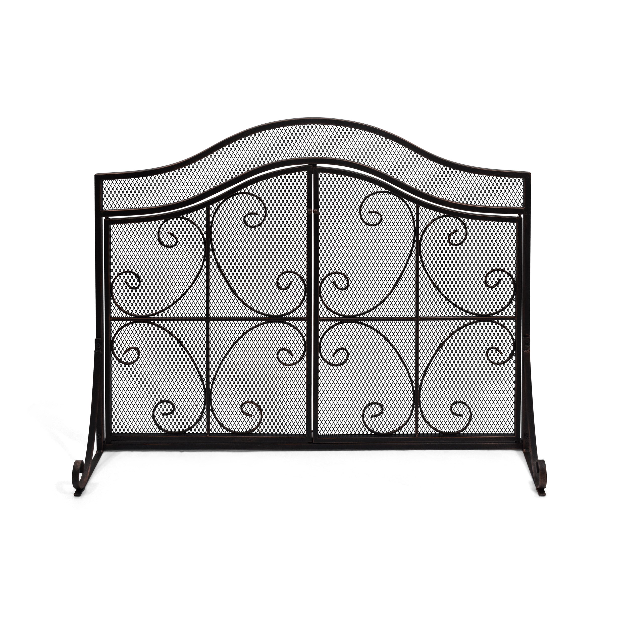 Gary Modern Three Panel Iron Firescreen with Door