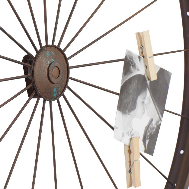 Metal Bike Wheel Wall Decor With Clothespin Photo Brown Olivia amp May