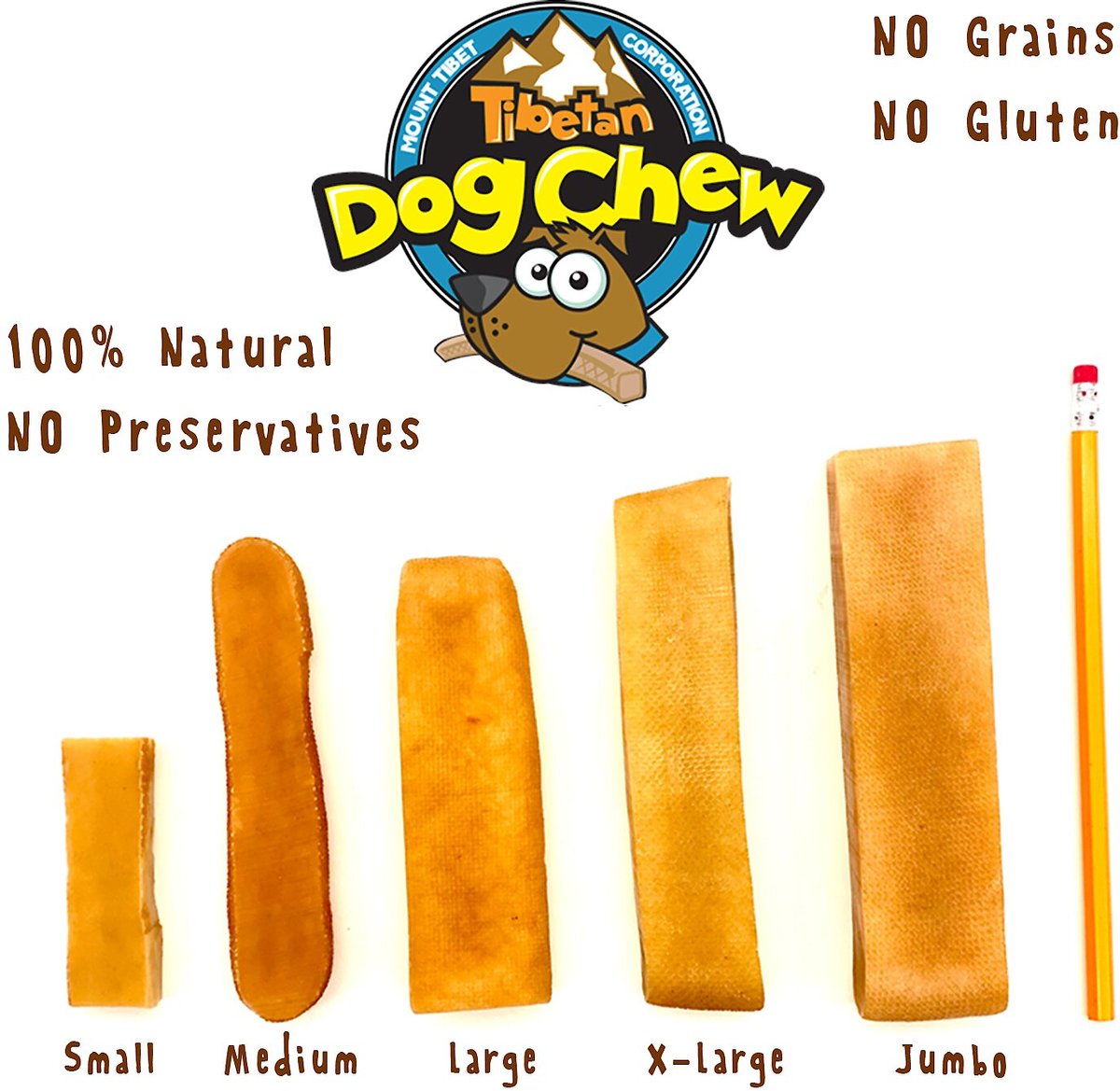 Tibetan Dog Chew Large Breed Grain-Free Sticks Dog Treats， 3 count