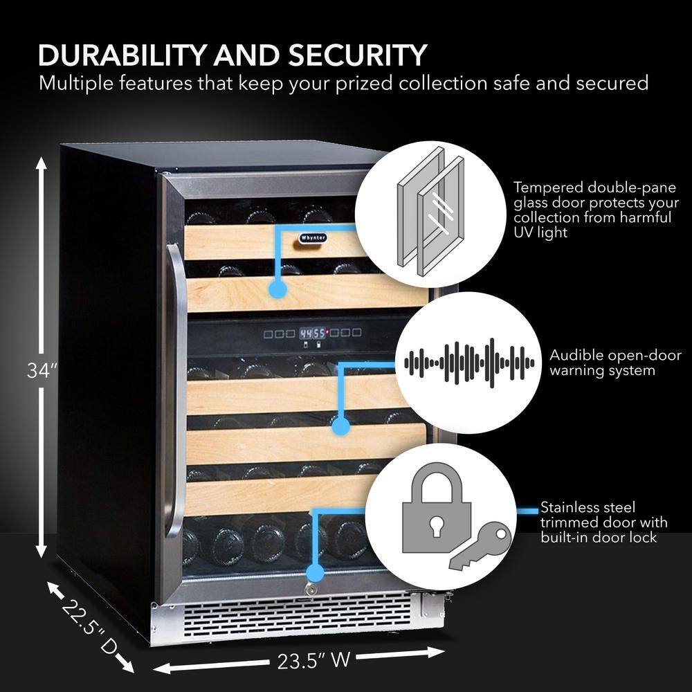 Whynter 24 in. 46-Bottle 750 ml Dual Temperature Zone Built-In Wine Refrigerator  Cooler BWR-462DZ