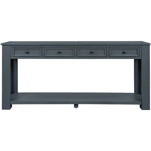 Console Sofa Table with Storage Drawers and Bottom Shelf for Entryway