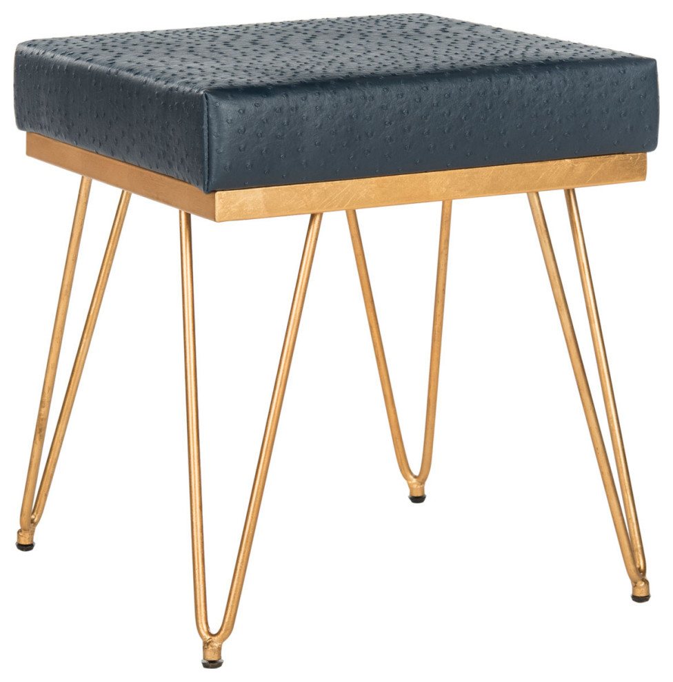 Nina Faux Ostrich Square Bench Navy   Midcentury   Footstools And Ottomans   by V.S.D Furniture  Houzz