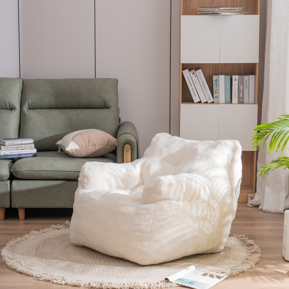 Modern Soft Tufted Foam Bean Bag Chair with Teddy Fabric