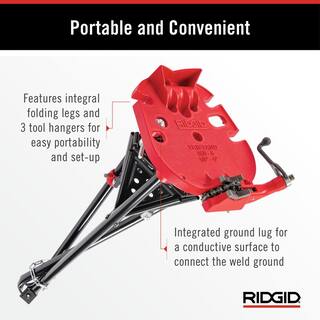 RIDGID 18 in. to 6 in. Pipe Capacity Portable TriStand Chain Vise with Integral Folding Legs  Tool Tray Model 460-A 36273