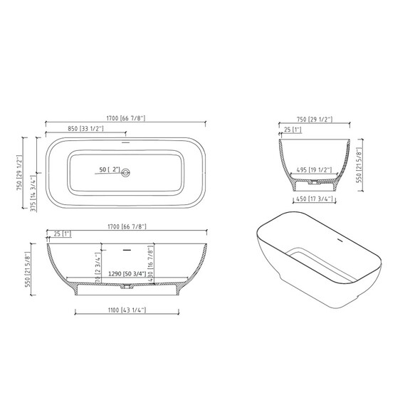 Luxury Solid Surface Freestanding Soaking Bathtub ...