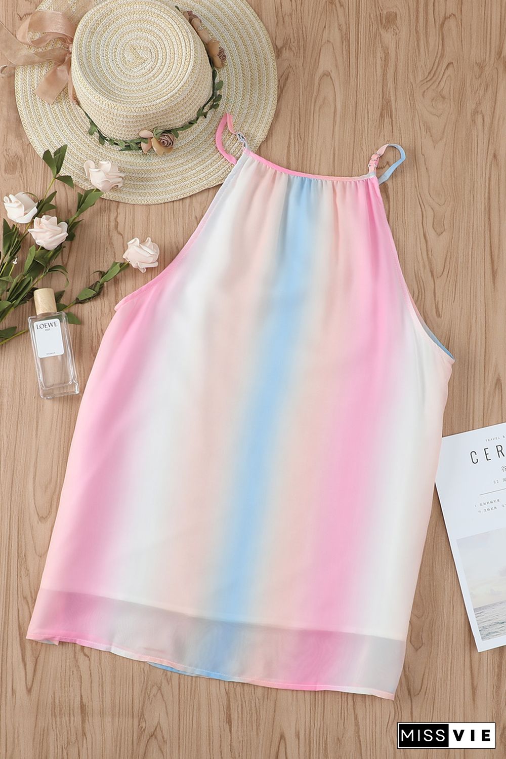 Rainbow Tie Dye Halter Loose Tank Top